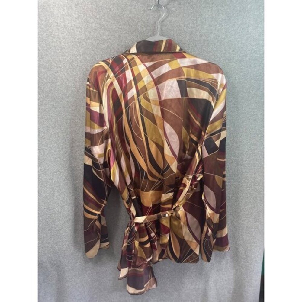 Lane Bryant 26/28 Abstract Print Wrap Blouse Plus Size‎ Long Sleeve Top - Picture 7 of 13